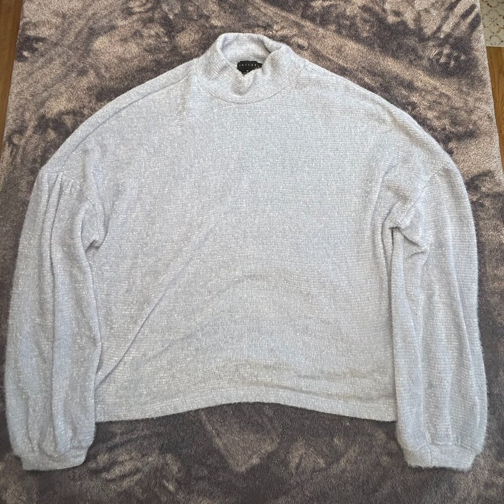 Sanctuary Warm Mock Neck Fuzzy Sweater in Ice Blue